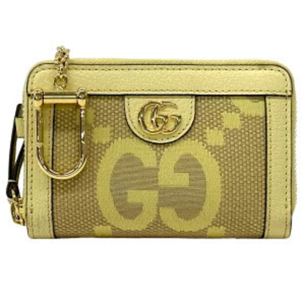 Gucci Wallet Jumbo GG Ophidia Coin Case Leather Yellow Chain